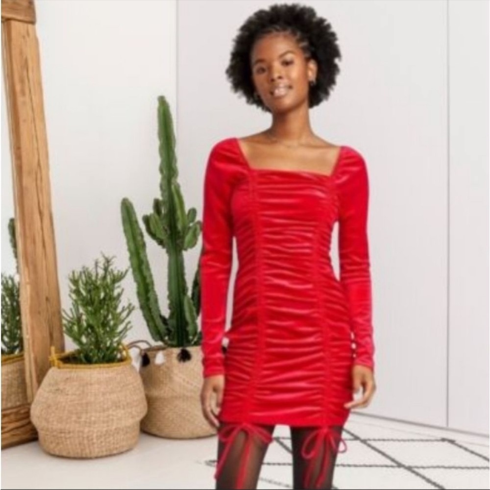 Y2K Style Red Velvet Dress Bodycon 2000s Medieval | Wild Fable | Size M